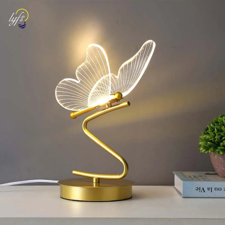 Retro Gold Acrylic Butterfly LED Table Lamp