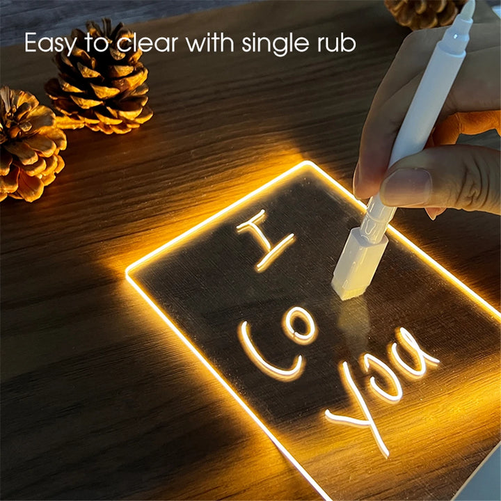 Transparent Luminous LED Night Light with Erasable Message Board