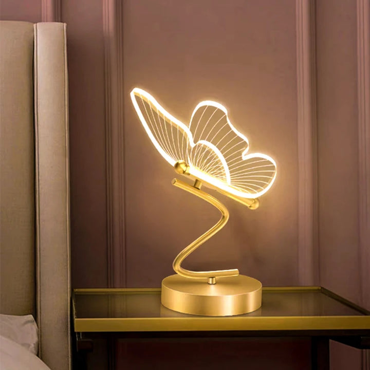 Retro Gold Acrylic Butterfly LED Table Lamp